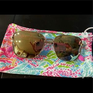 Lilly Pulitzer Kate Gold Metallic Polarized Sunglasses